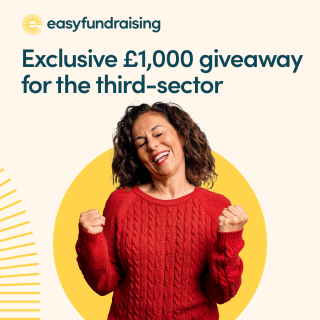 easyfundraising exclusive £1000 giveaway for third sector. picture of happy lady