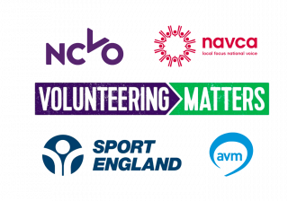 logos for NCVO NAVCA Volunteering Matters Sport England and AVM