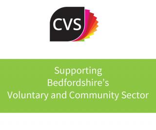 image with logo and  text - CVS Supporting Bedfordshire's Voluntary and Community Sector